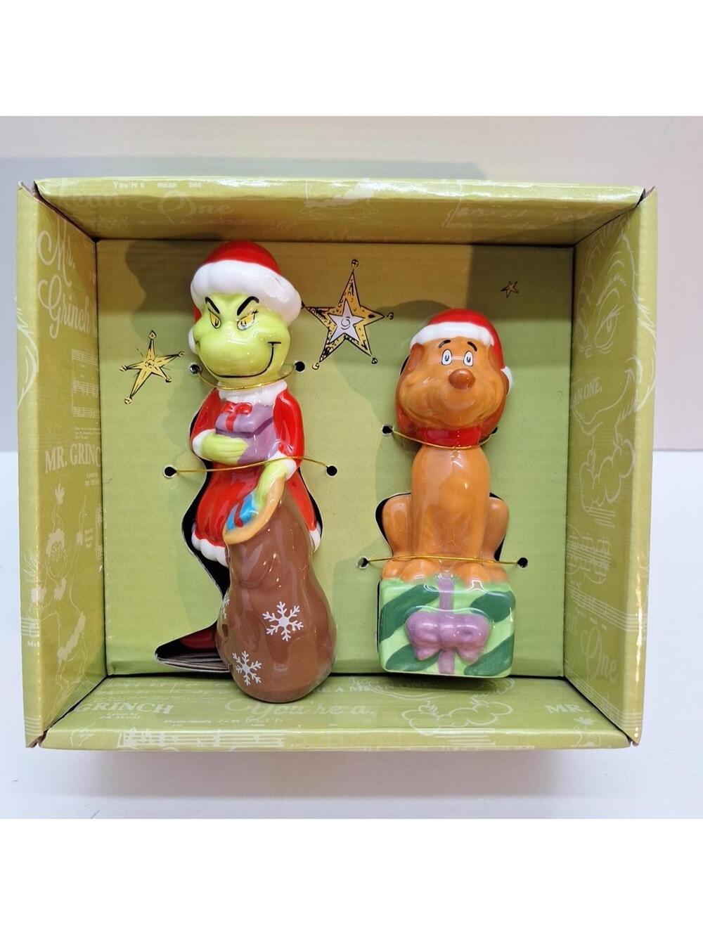 Dr Seuss The Grinch And Max Christmas Holiday Salt And Pepper Shakers New